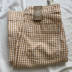 Gingham Print Straight / Wide Leg Pants